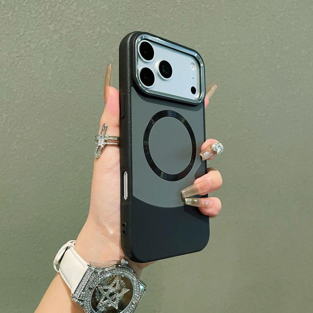 iPhone 17 Series Large Hole Magnetic Case, Apple 16 Pro Max Color-Block Frosted CD Texture, Simple Cover for 15