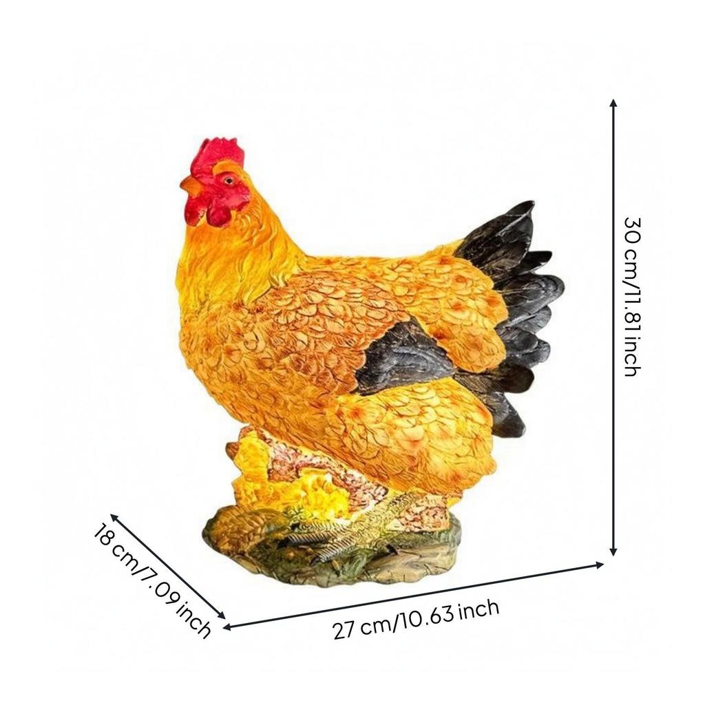 Solar Chicken Statue Resin Hen Yard Farmhouse Style for Landscape Display