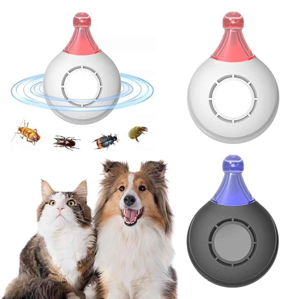 USB Rechargeable Ultrasonic Pest Reject Flea Tick Lice Repeller Ultrasonic Flea and Tick Repellent Device for Dogs & Cats nero