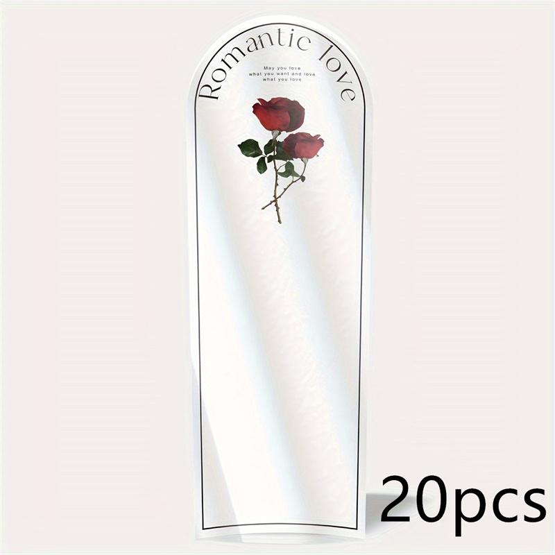 20pcs Transparent OPP Three-dimensional Rose Wrapping Bag Single Flower Packaging Bag Perrfect For Valentine's Day Gift Packaging