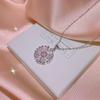 Flower Crystal Bling Diamonds Gemstones Pendant Earrings Ring Jewelry Sets for Women White Gold Filled Wedding Accessories Gifts