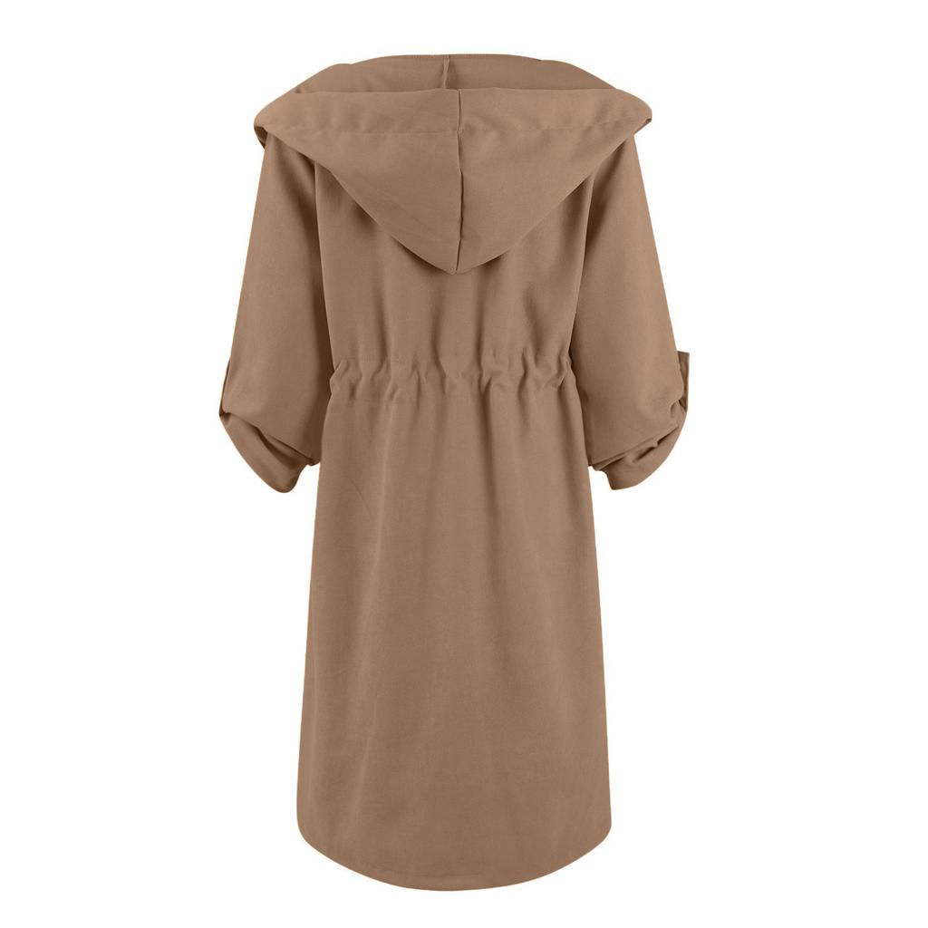 Women Business Casual Button Lapel Work Jackets Open Front Long Sleeve Hooded Fall Outfit