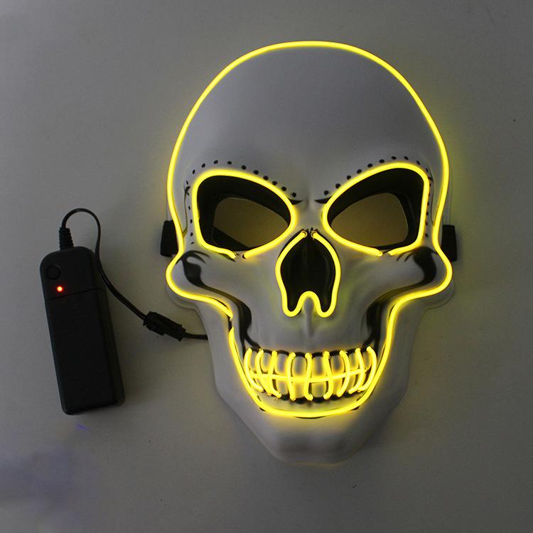 Halloween Schedel Masker LED Koud Licht Masker LED Halloween Masker Cosplay Masker Halloween Feest Decoratie Lichtgevende Schedel Maskers geel