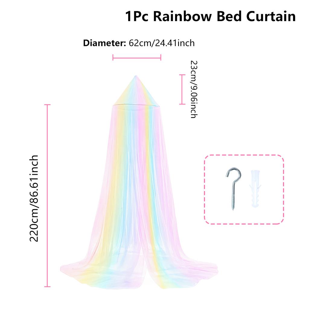 2,2M Regenbogen Fee Netz Kuppel Moskitonetz Babyparty Zubehör Prinzessin Bettbezug Vorhang Geburtstag Deko Mädchen Geschenk Moskitonetz