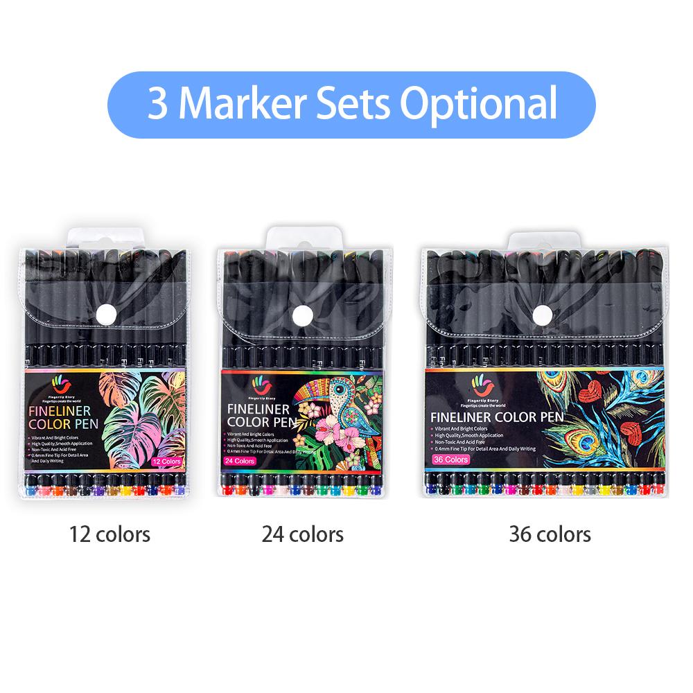 36 de culori Fineliner Pixuri cu vârf fin 0,4 mm Markere pentru jurnal Scrierea notițe Luarea calendarului
