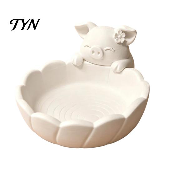 Small Item Storage Container Cute Pig Petal Bowl, Matte Finish 3D Print PLA Tray, Animal Jewelry Dish Trinkets Organization Tray for Vanity
