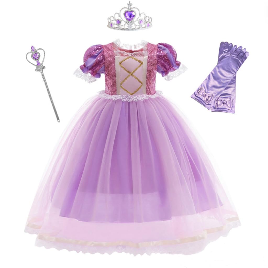 Lien Baby CCBR Princess Costume for and with Accessory Sizes and 150 Purple Dress, Cosplay, One-Piece Events, Recitals, Christmas, Birthdays, Kids,