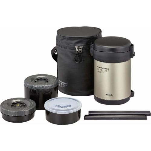 Peacock ARL-F18 B Stainless Steel Lunch Jar, Insulated, Black, 1.8L, with Dedicated Pouch