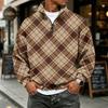 Heren Geruite Quarter-Zip Long Sleeve Flanellen Sweatshirt Casual