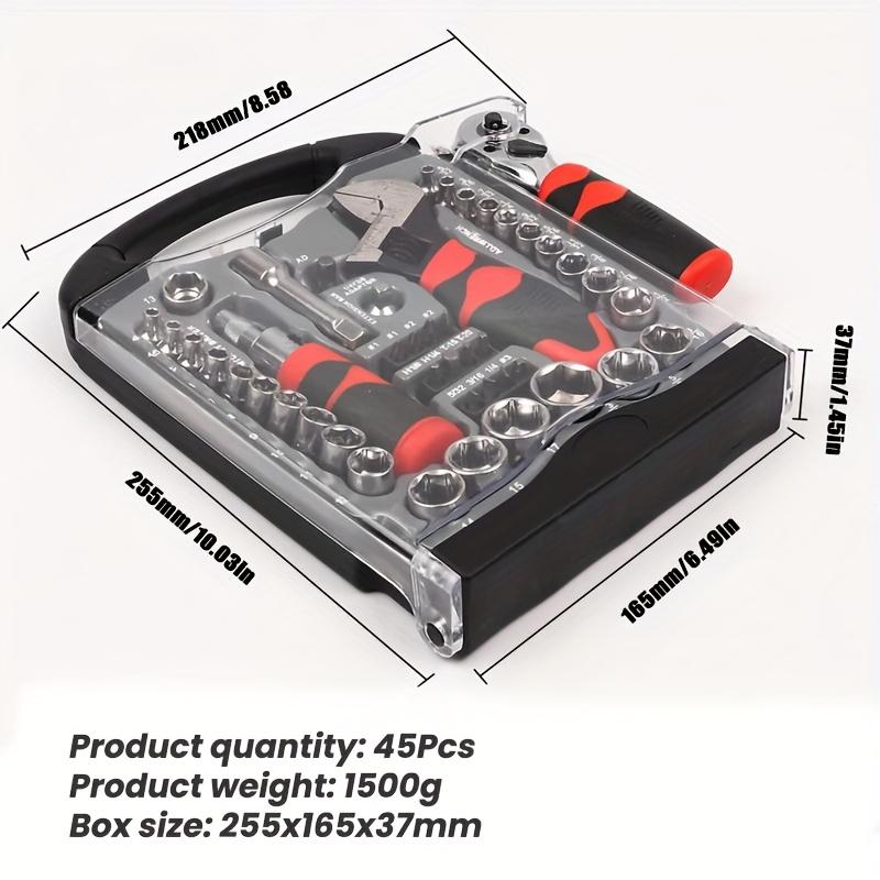 Combinație de 45 de bucăți de șurubelniță galbenă și cheie - Set de instrumente de reparații DIY cu carcasă portabilă pentru casă, birou, grădină