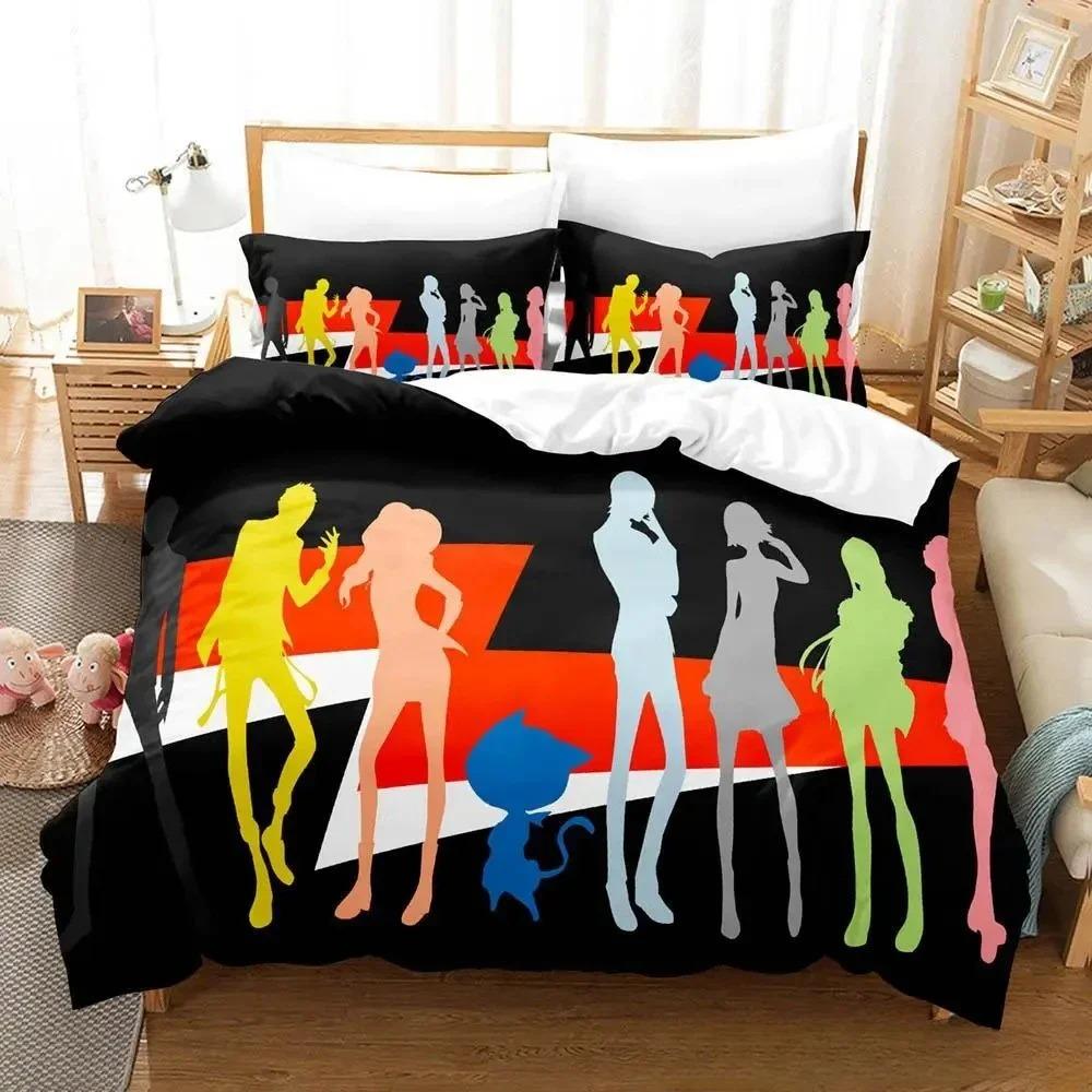 3D-Druck Persona 5 Bettwäsche-Set Cartoon Anime Bettbezug Dreiteiliges Set für Erwachsenen Kinder Schlafzimmer Heimtextilien Geburtstagsgeschenk