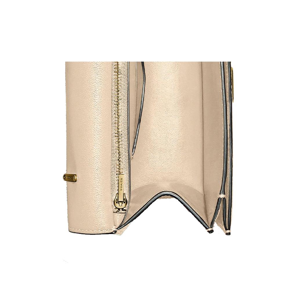 Coach Cream Pebbled Leather Top Handle Flap Crossbody Bag with Vintage Gold Hardware for Daily Use