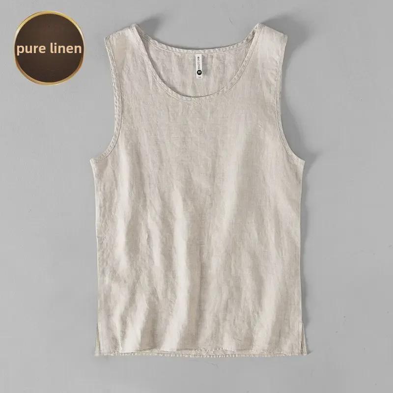 Men's European Yarn-Dyed Linen Vest - Breathable & Loose-Fit for Summer