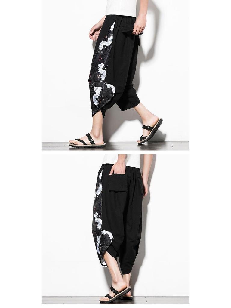 2024 Sommer Herren Baumwolle Leinen Haremshose, Chinesischer Stil, Übergröße, Lässige Mode