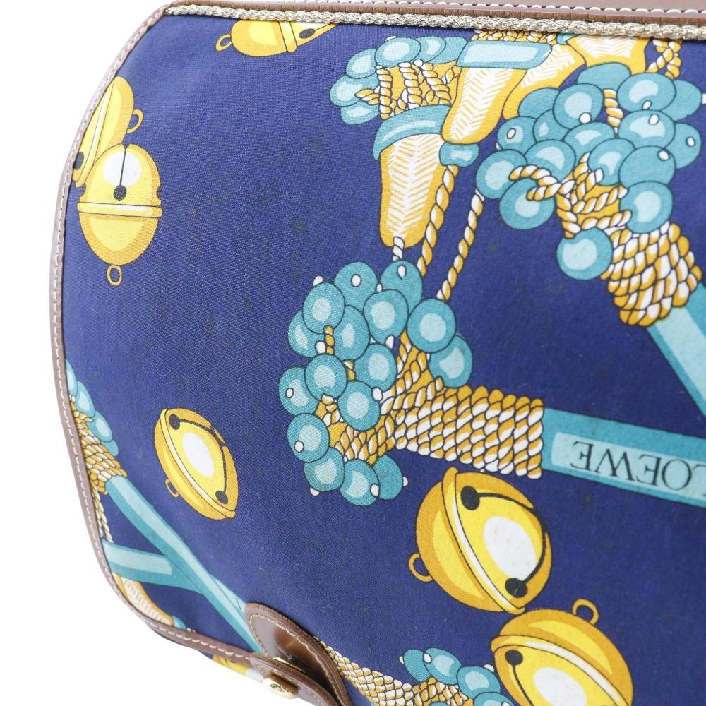 LOEWE Collection line Shoulder Bag COLECCION JEREZ vintage Navy blue canvas Women Used