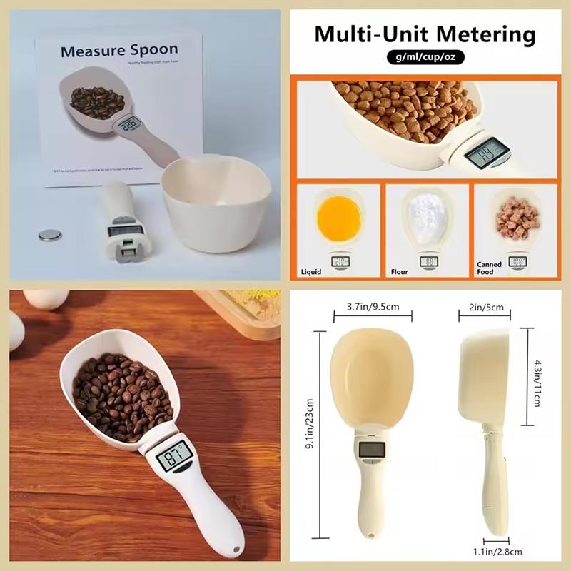 New Pet Food Measuring Scoop Electronic Dog Cat Food Measuring Cup Digital Spoon Scale Kitchen Food Scale with LED Display