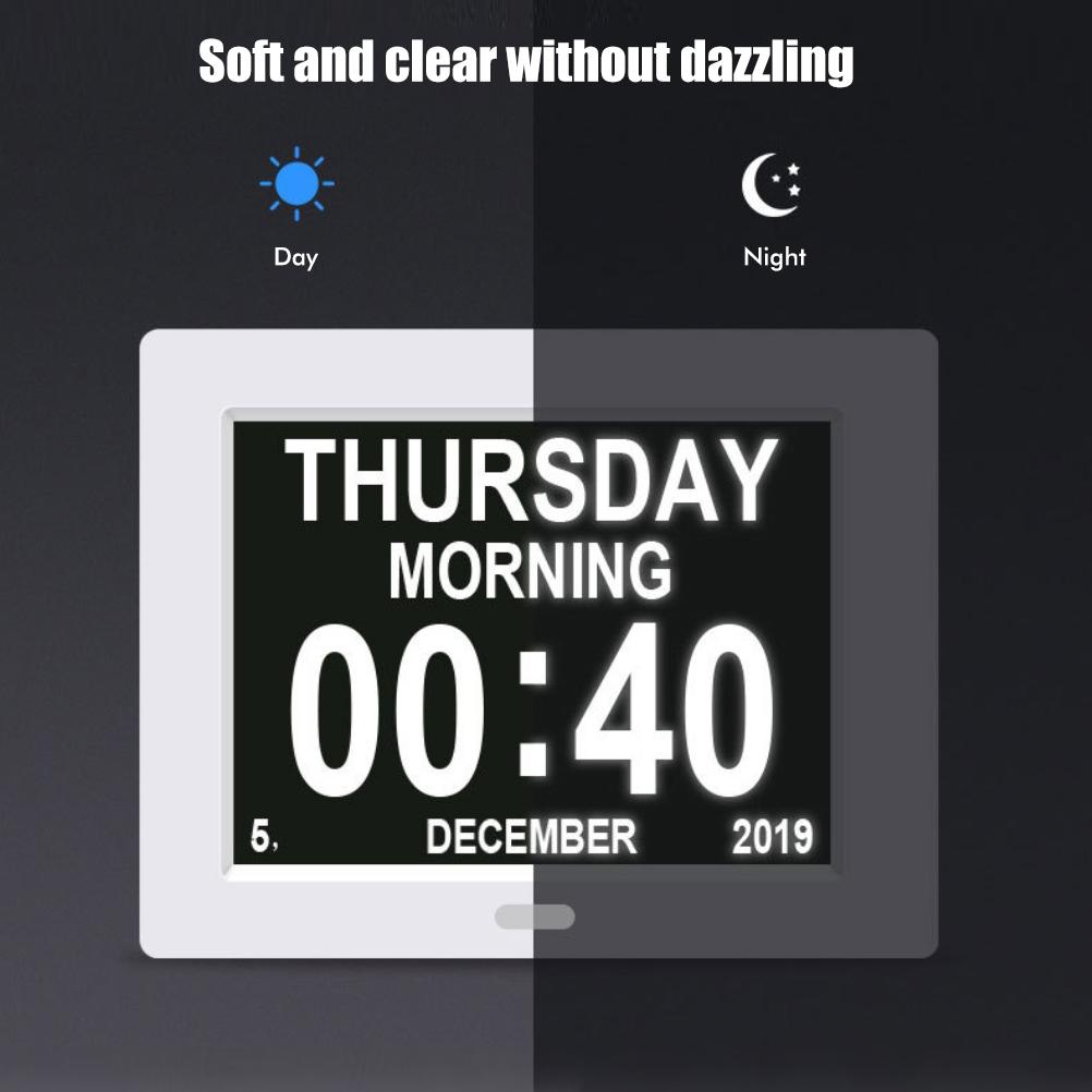 8 Inch Digital Calendar Day Clock Auto Dimmable Electronic Digital Clock with Large Screen Digits