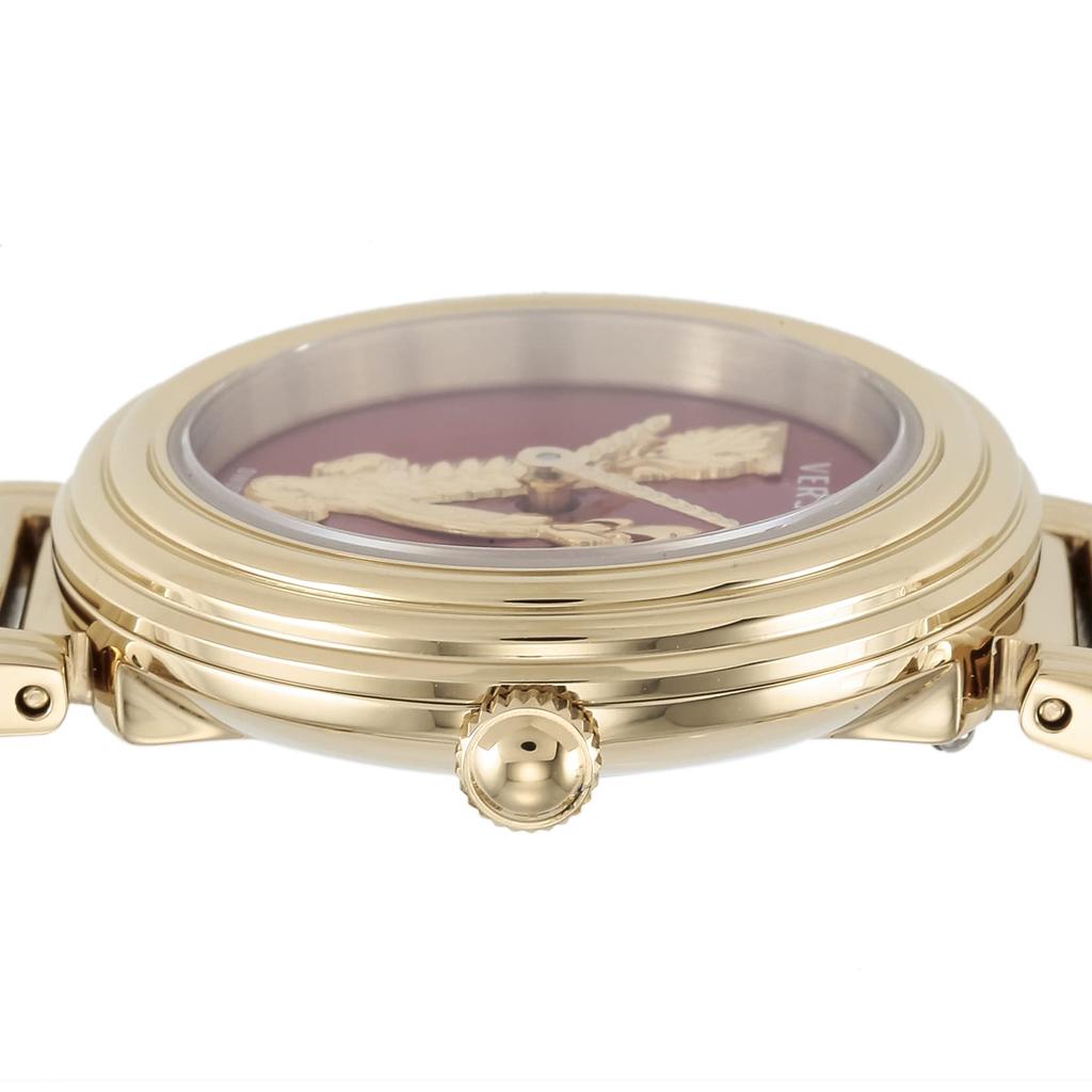 [Versace] Uhr Virtus Mini Venus Mini Rotes Zifferblatt Edelstahl Saphirglas Quarz 28MM Schweizer Uhr VET300321 Damen Gold [Artikel]