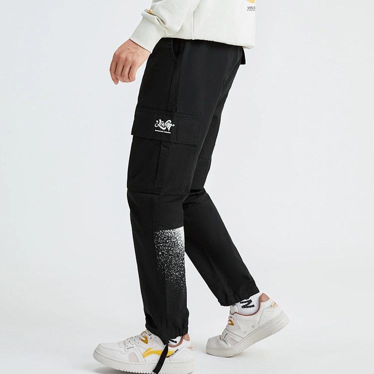 Li-Ning Ink Splash Loose Straight Leg Casual Pants Men bottoms Black AKXR395-1