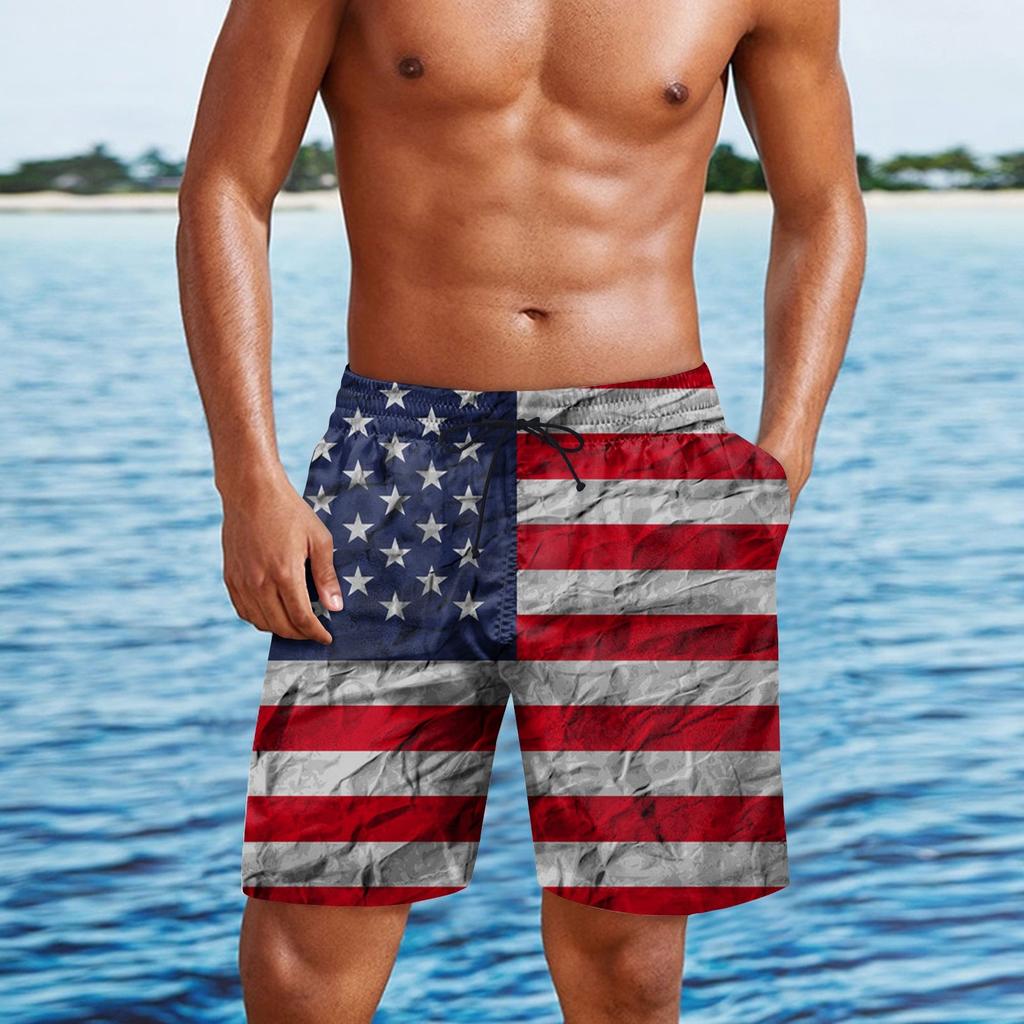 Herren Shorts mit Aufdruck zum Unabhängigkeitstag, lässige Mode-Shorts, bedruckt, lockere, atmungsaktive Shorts