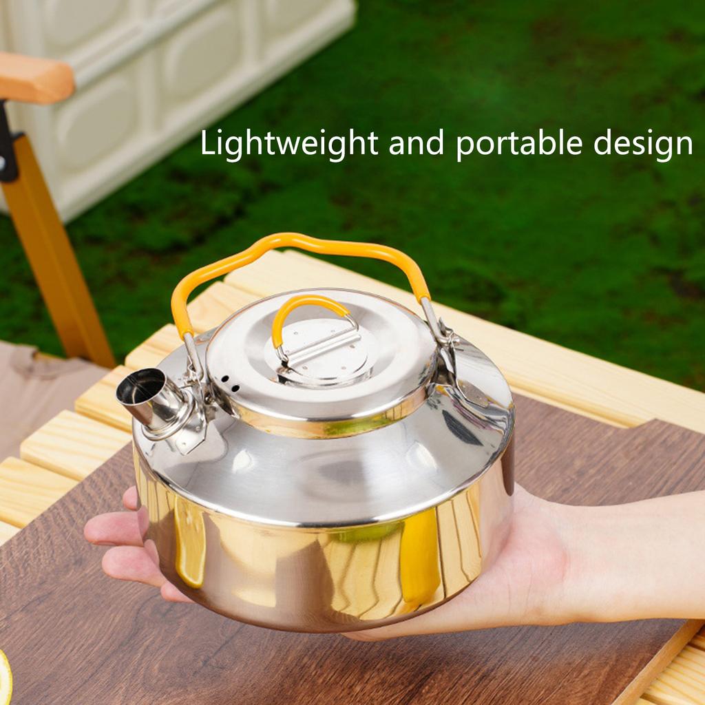 Camping Tea Kettle 1 Litre Stainless Steel Camp Coffee Pot Lightweight Camp Kettle Camp Teapot for Outdoor Campfire