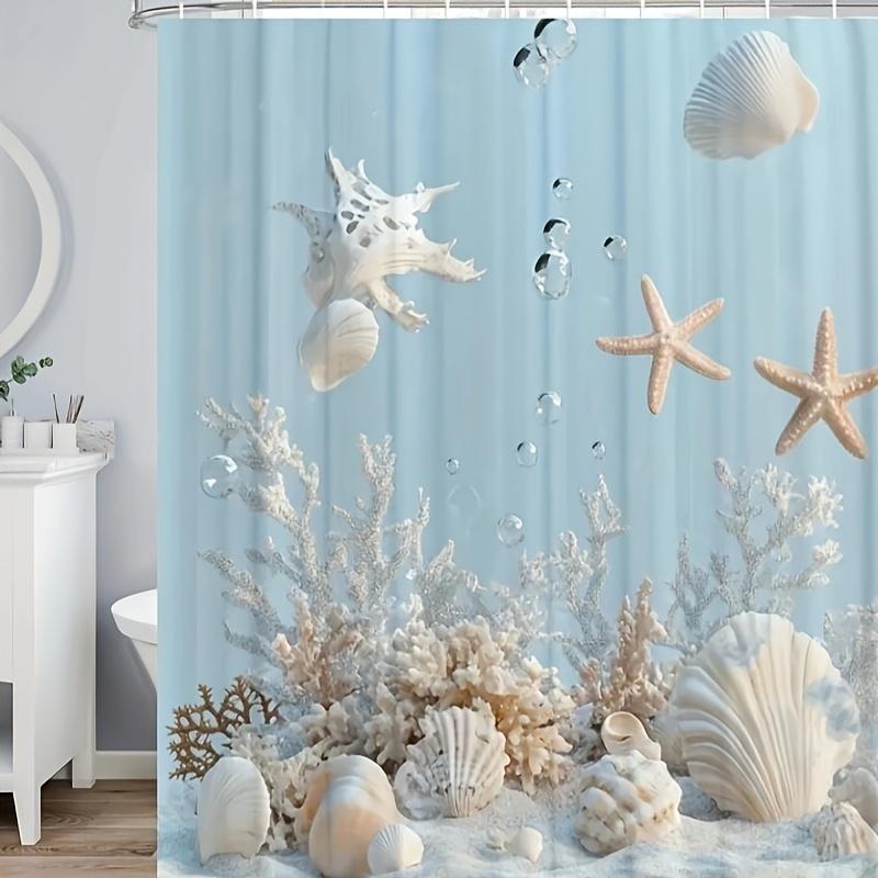 Underwater World Turtle Bathroom Shower Curtain Ocean Theme Pattern With 12 Hooks Modern Bathroom Decorative Shower Curtain