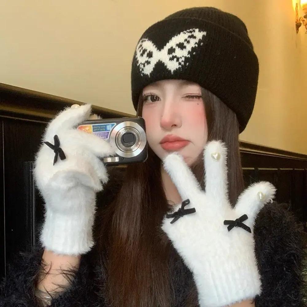 Thickened Women Bow-knot Warm Gloves Protection From Cold Outdoor Skiing Gloves  for Men and Women