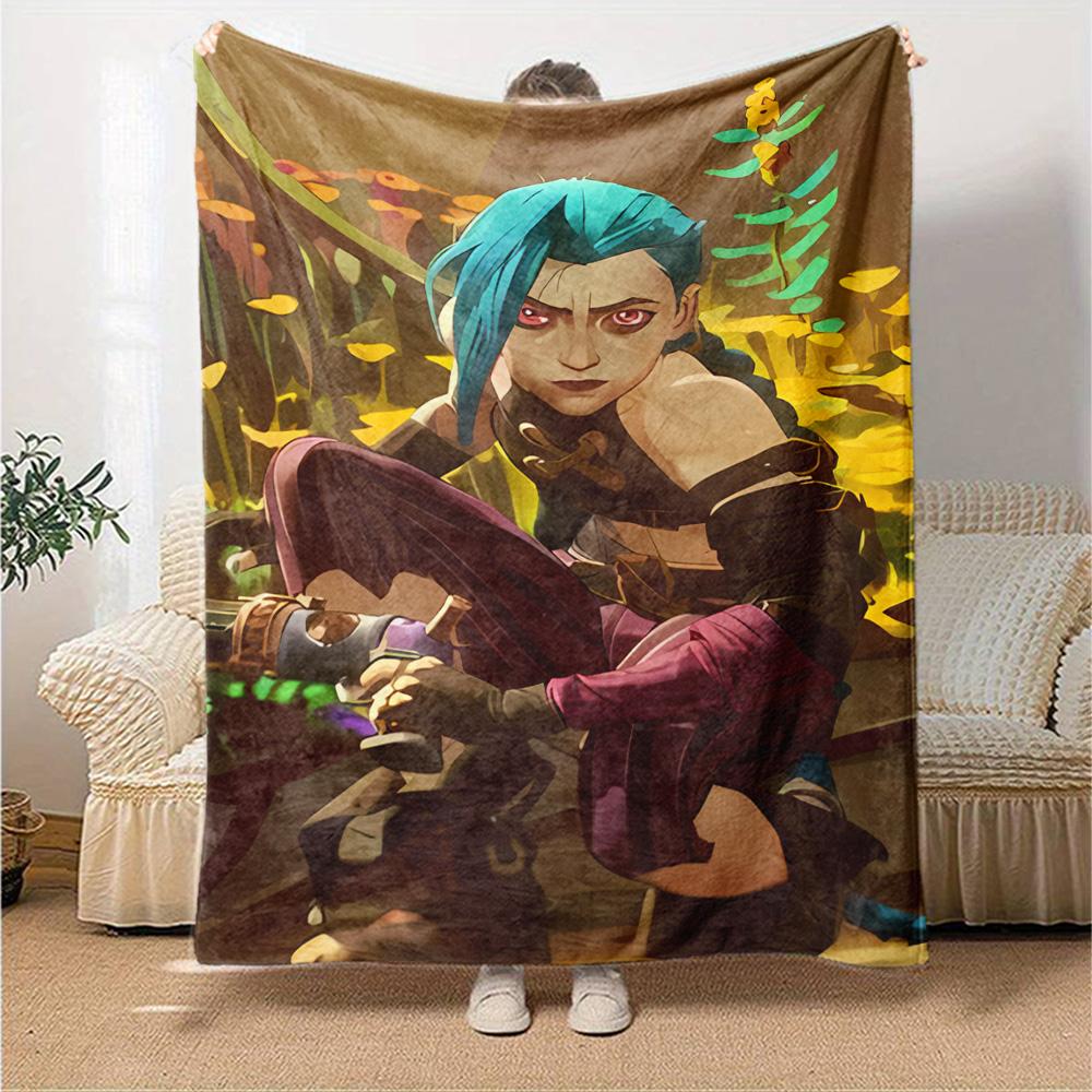 1pc Blanket - League of Legends Jinx Print Design,Lightweight Blanket for Sofa,Bed- Soft &Warm,Gift for All Seasons