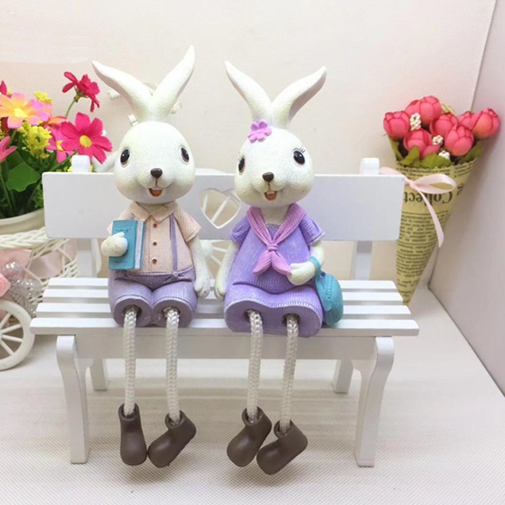 Lavender Couple Hanging Doll Non Slip Base Lifelike Cute Dangling Leg Bunny Doll