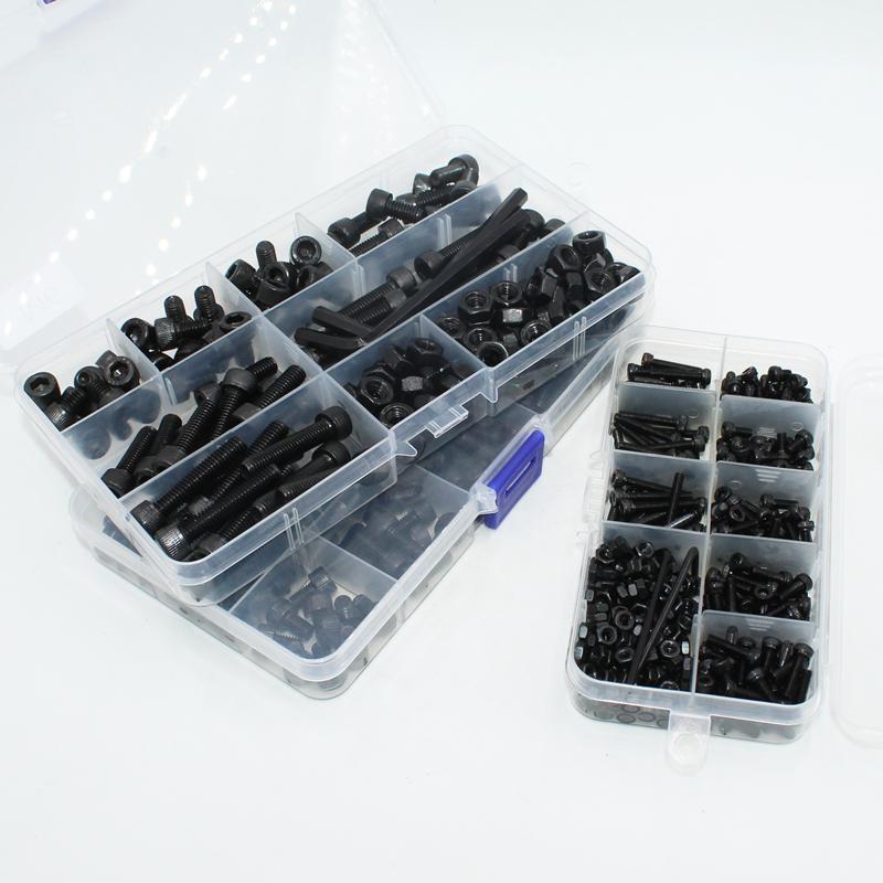 Hex Socket Head Cap Screws Nut M2 M3 M4 M5 M6 Grade 12.9 Machine Screw Alloy Steel Black Bolt Nut Hexagon Socket Bolt Nut Kit