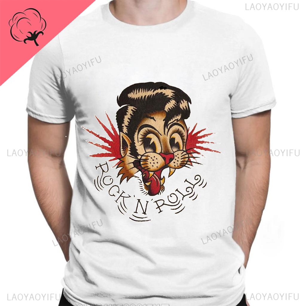 Stray Cats Rock Klassiska T-shirts Amerikanskt Rockabillyband Fan Hipster Streetwear Mode Andningsbar Pojke Flicka Män Kvinnor Bomulls T-shirt