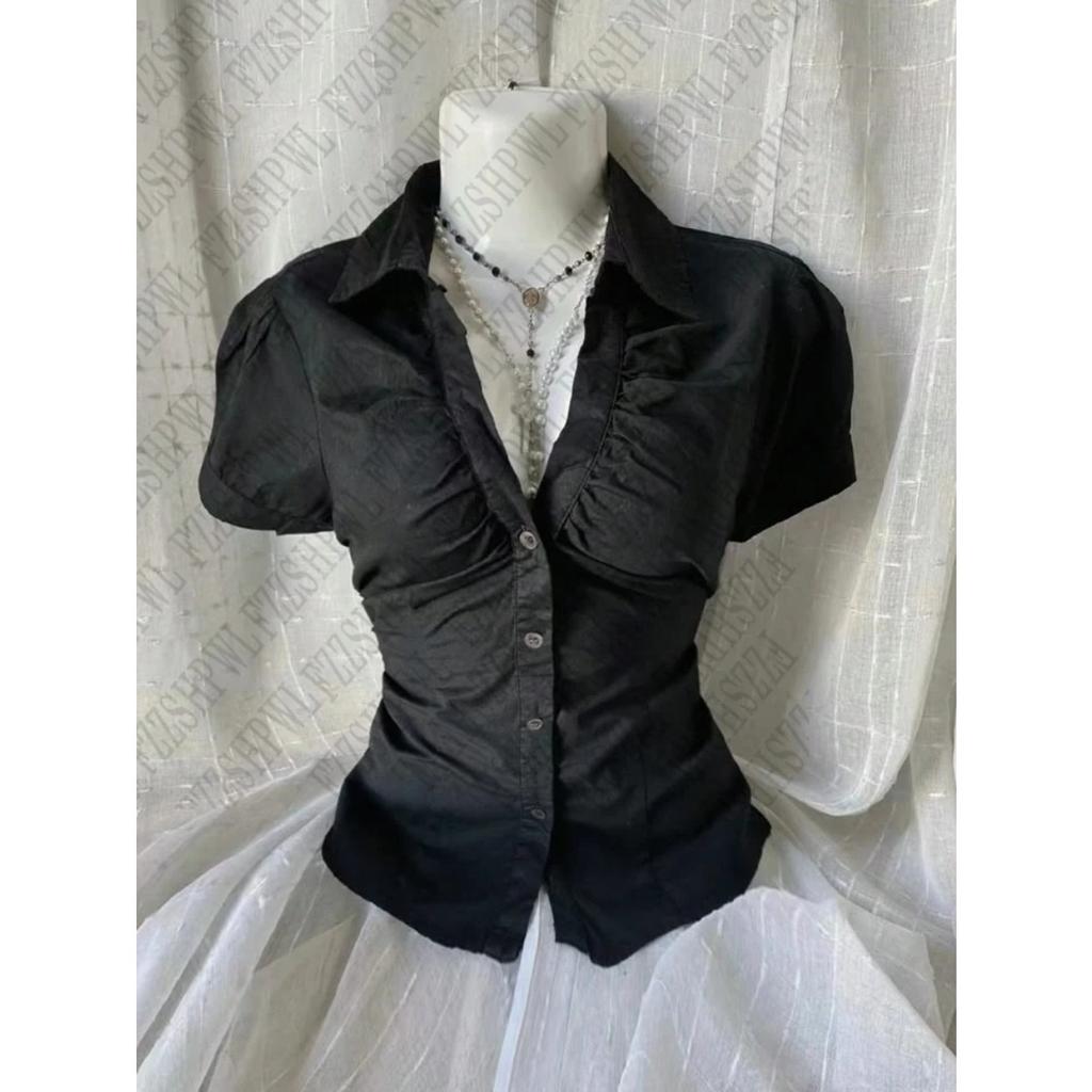 VAYLA Vintage Estetika Dámská Osobnost Y2K Úzké Oblečení Módní Košile Harajuku Krátký Rukáv Top Dámský Horký Klasický Ležérní Tričko