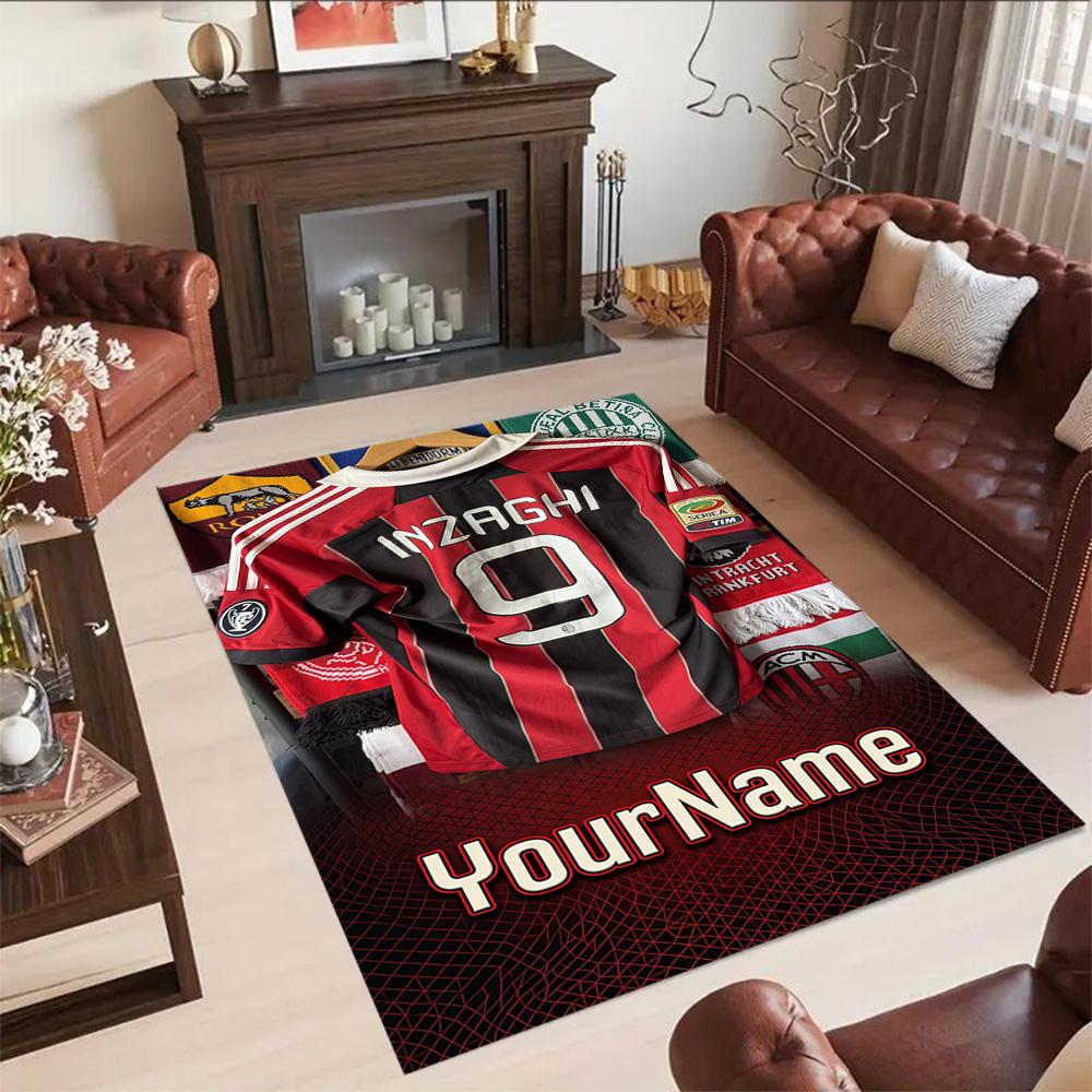 Ac Milan Personalized Text Carpet Suitable for Dining Room Kitchen Study room Living Rooms Anti-slip Rug Decorate Offices