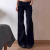 Women's Loose Versatile Straight Flared Pants Black Low Waist Wide Leg Slightly Pulled Jeans