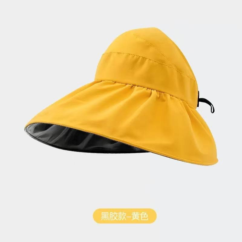 Vinyl Sunscreen Sun Hat Women's Versatile Large Brim Sun Hat Outdoor Portable Empty Top UV Sun Hat Summer