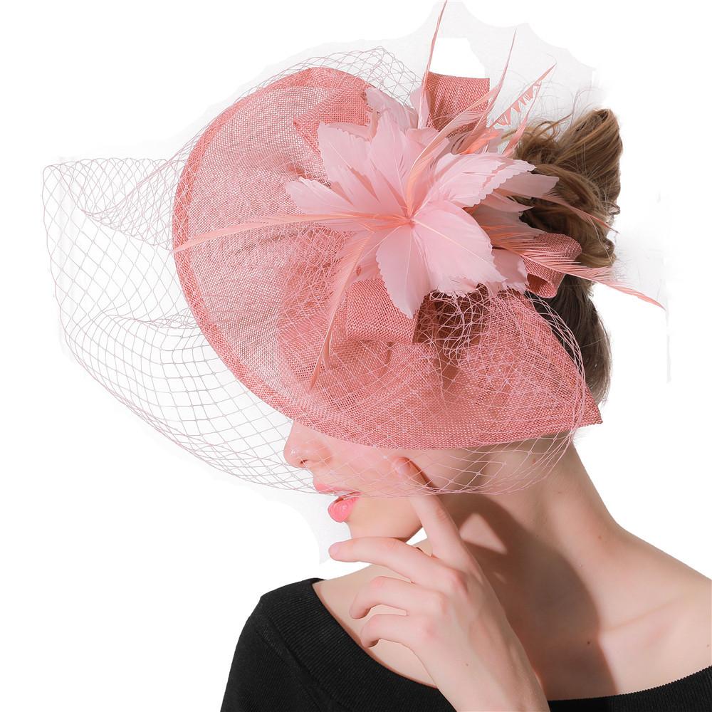 New European And American Style Deep Leather Pink Hair Accessories Mysterious Mesh Cover Headgear Gift Hat