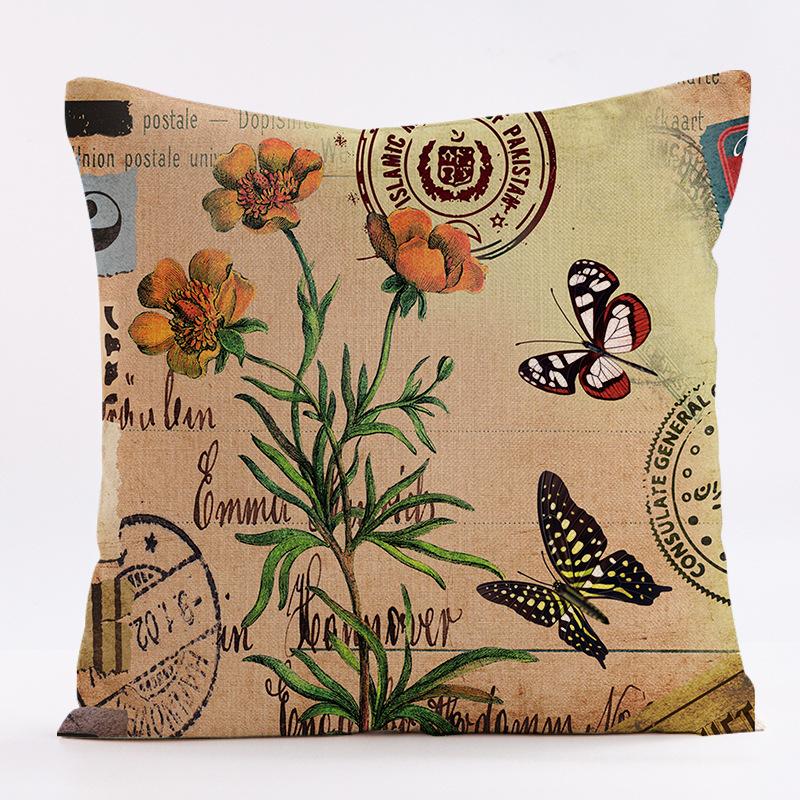 Retro Butterfly Pattern Throw Pillow Cover With Short Plush Print For Living Room Sofa Decoration Cushion Cover Pillow Covers