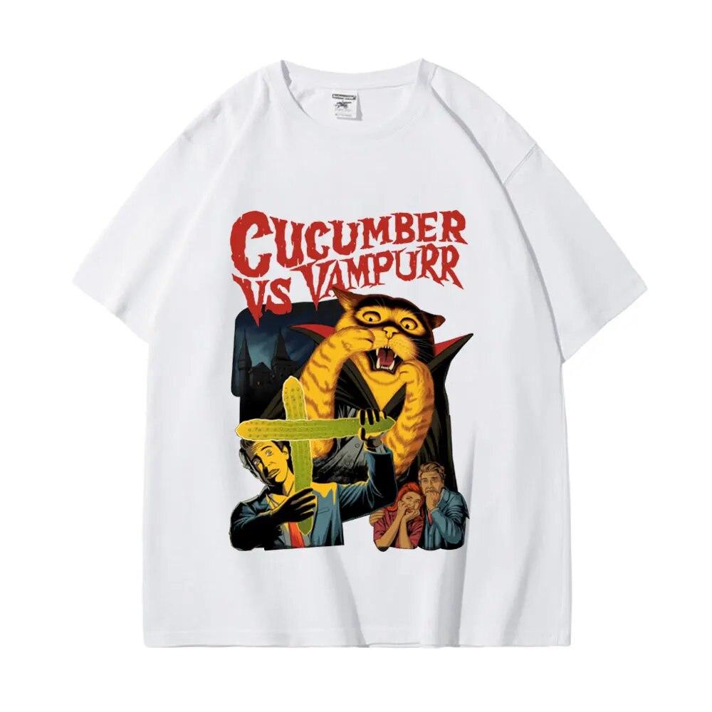 Katze Die Rückkehr von Vampurr Print T Shirt Lustige Horror Halloween T-shirt Unisex Frauen Gothic Vintage Übergroßen T-shirts Streetwear