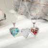 Women Heart Locket Necklace Pendant, Vintage Seashell Inlay Stainless Steel Jewelry Waterproof