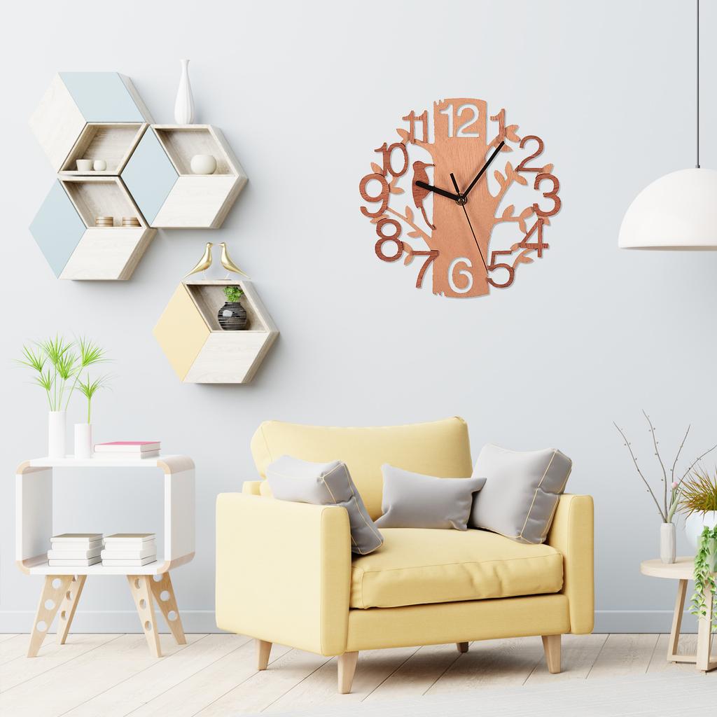 Wooden Wall Clock 8.7in Diameter White Double Layer Ultra Quiet Silent Wall Clock