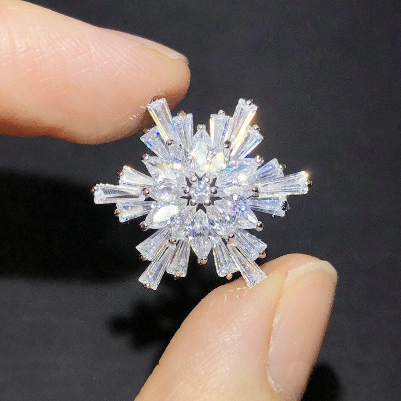 

1 пара сережек-снежинок с цирконом, Корея, новый дизайн, модная бижутерия, роскошные женские аксессуары для выпускного вечера One Size