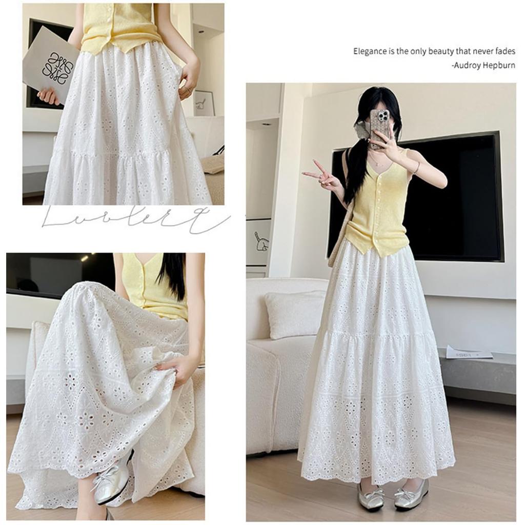 Long Flare Maxi High Plus Elastic Perfect for Slimming Everyday Solid Color [KANO SEIKA] Women's Skirt, Length, A-Line Skirt, Waist, Girly, Fluffy,
