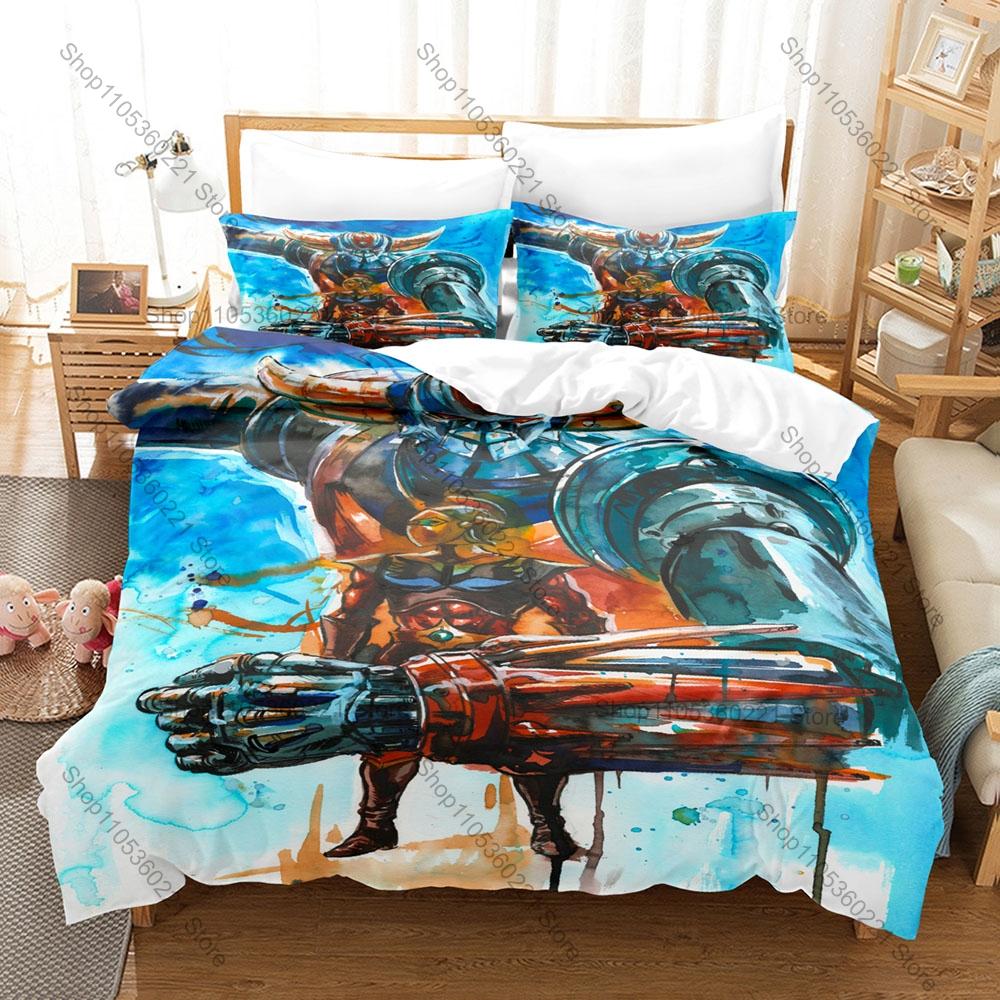 Cool Classic Robot Grendizer Bedding Set 3 Piece Duvet Cover Set Vintage Kpop Bed Linen for Bedroom Decor for Boys Bedroom Decor