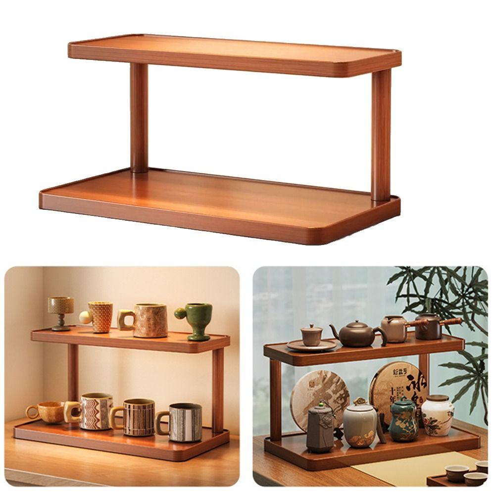 Freestanding Wooden Storage Rack Easy Access Tabletop Cup Holder Desktop Display Stand  Office Desk
