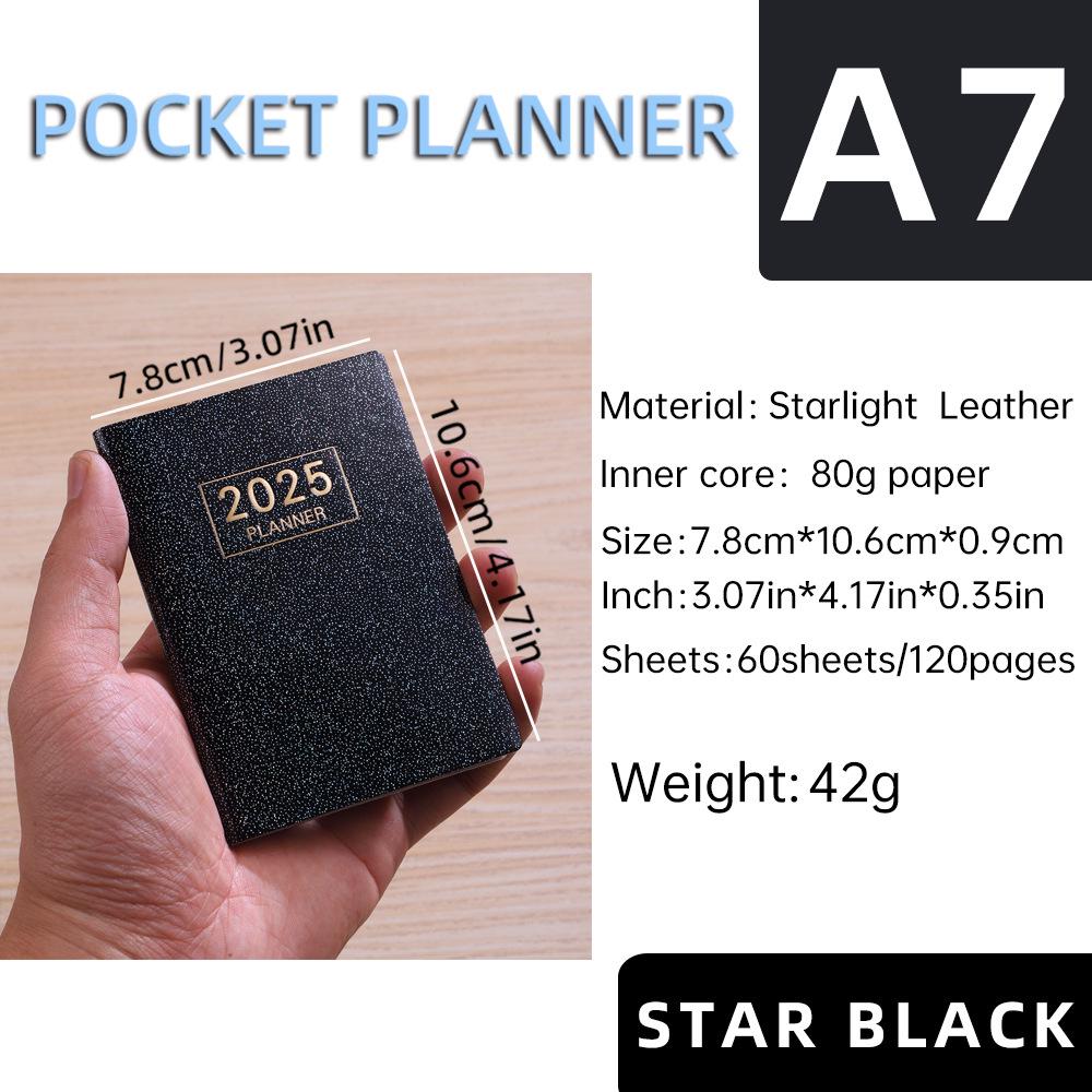 Available: A7 English Planner 2025 with Laser Design - Portable Mini Pocket Notebook.