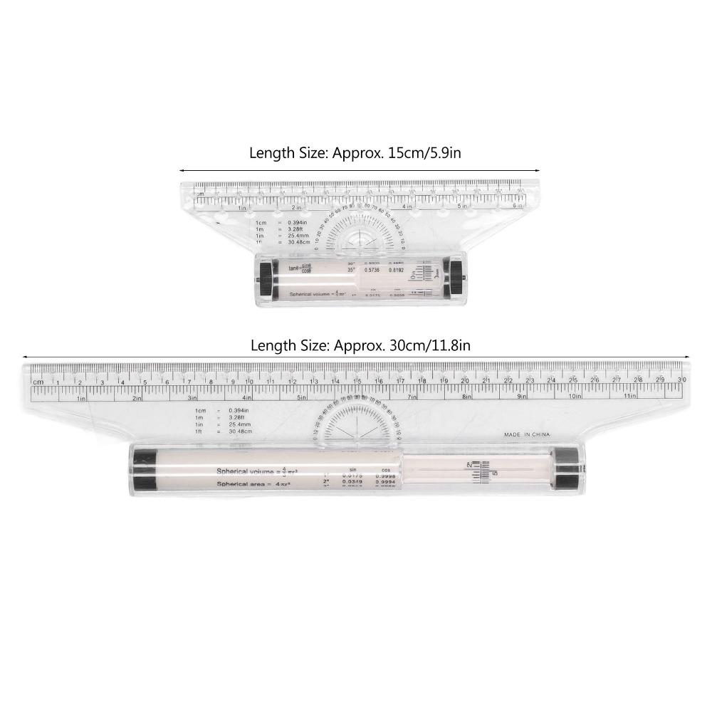 5pcs Transparent Design Rolling Ruler Clear Scale Drawing Ruler Measuring Ruler  For Students