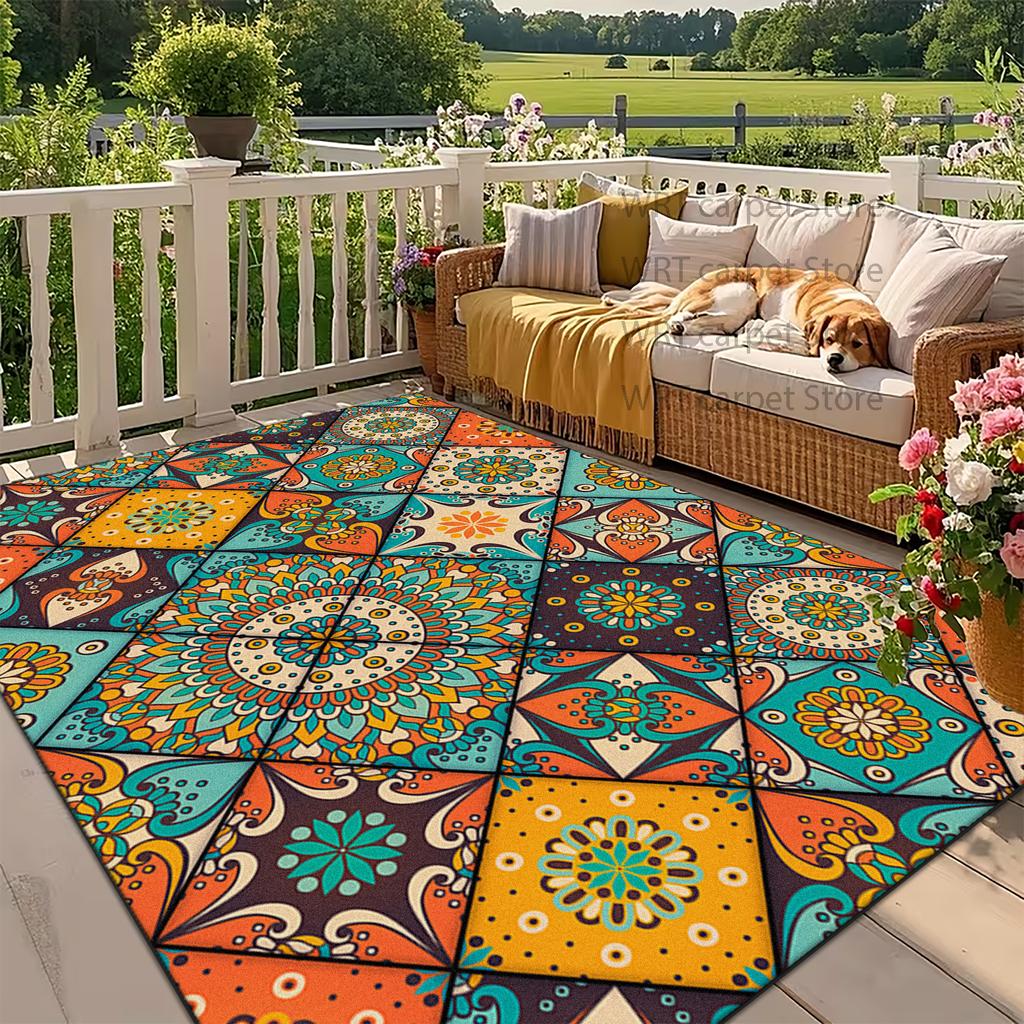 Bohemia Living Room Rugs Decoration coffee tables Ethnic Anti Slip Floor Mats Large Size Short velvet Persian Carpet Washable