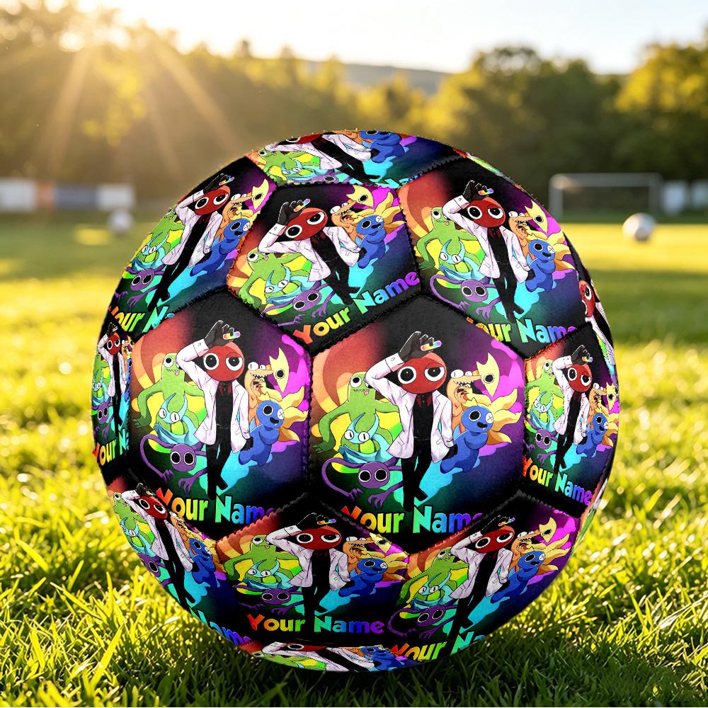 Custom Name Text Size 5 Football,Rainbow Friends Standard Training Soccer Ball