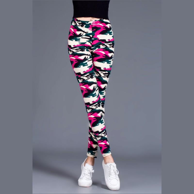 Trendy Women's Plus Size Camouflage Print Brushed Cotton Stretch Skinny Leggings