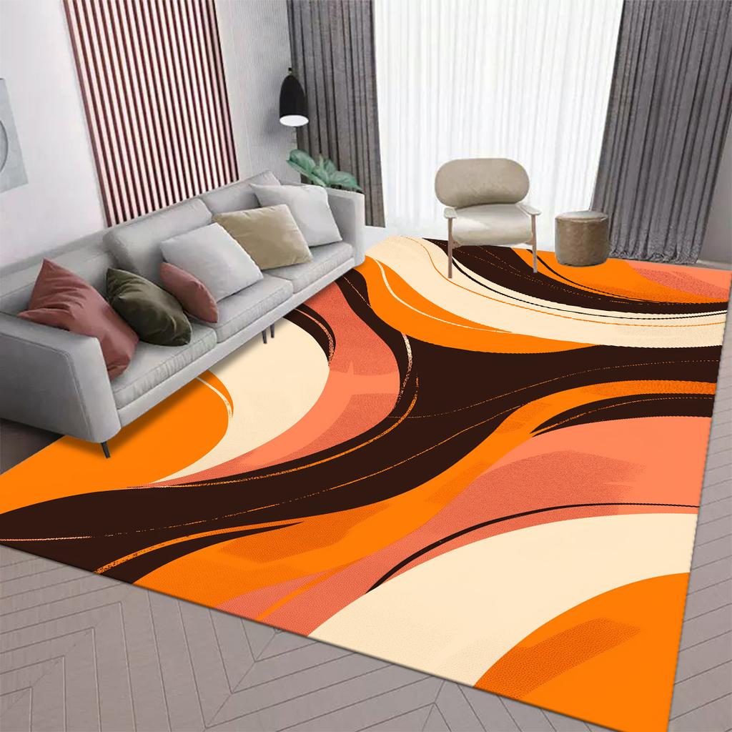 Orange Large Area Carpets for Living Room Nordic Abstract Style Decoration Bedroom Rug Non-slip Washable Lounge Sofa Side Mat